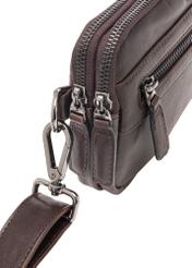 Brown men's leather waist bag TORMS-0462-1H(Z26), close-up of product detail, view on white background.