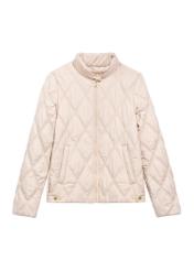 Beige women's quilted jacket KURDT-0658-1A(W26) - front product view, on white background.