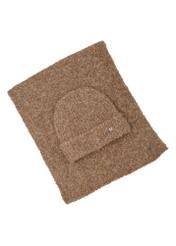 Brown wool-blend hat and scarf set ZESTD-0013-1G(Z26), front view on a white background.
