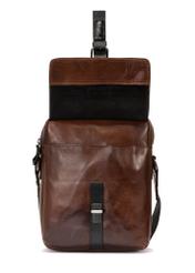 Men's brown leather bag TORMS-0104-1H(W26), front product view on white background.