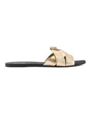 Women's gold flip-flops with braid BUTYD-0903C-2X(W26), side view of the product on a white background.