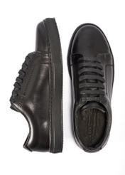 Leather black sports shoes BUTYM-0508-99(Z25), product view from the top and side on a white background.