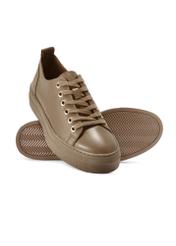Women's leather sneakers in cool beige color BUTYD-1062-1K(W26) - product view from above, on a white background.