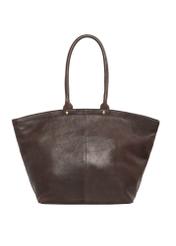 Brown leather women's shopper handbag TORES-1380-1H(Z26), product view from the back on a white background.
