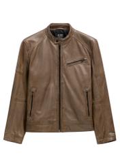 Brown men's leather jacket KURMS-0400-1H(W26)