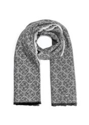 Large gray women's scarf with monogram SZADT-0130A-91(Z25), product view from the front on white.