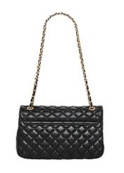 Black quilted chain bag TOREC-0443D-99(W25), product view from the back on a white background.