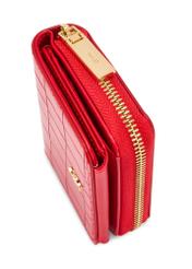 Small red women's croco wallet POREC-0352 A-42(Z 25), close-up of the product detail, view on a white background.