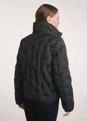 Black women's winter jacket KURDT-0614-99(Z25), product view from the back on the model, half of the silhouette visible.