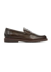 Dark brown leather men's loafers BUTYM-0502-90(W25)-01