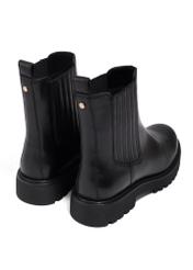 Women's black leather Chelsea boots BUTYD-1281-99(Z26), product view from the back on a white background.