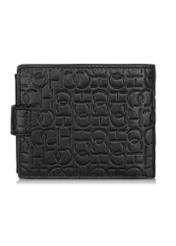 Men's black leather wallet with monogram PORMS-0601-98(Z23)-03