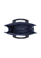 Navy blue denim women's handbag TOREN-0332-7H(W26), product view inside on white background.