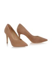 Beige velour stilettos for women BUTYD-0710-59(W24)-02