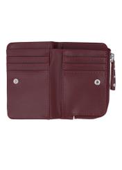 Burgundy small women's wallet POREC-0445-4D(Z26) - product view from above, on white background.