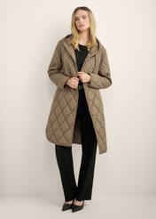 Women's dark beige jacket KURDT-0579-1K(Z26), front view of the product on a model. Full body visible.