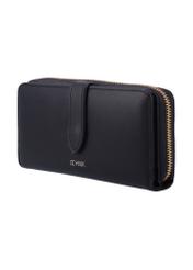 Black large women's wallet POREC-0444-99(Z26), diagonal product view on a white background.