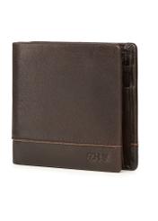 Brown leather men's wallet PORMS-0667-89(Z25), diagonal product view on white background.