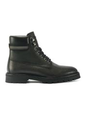 Black men's leather ankle boots BUTYM-0504-99(Z25), side view of the product on a white background.