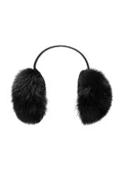 Black natural fur earmuffs NAUDF-0006-99(Z25), front product view on white background.