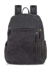 Black leather men's backpack TORMS-0300-99(W23)-01