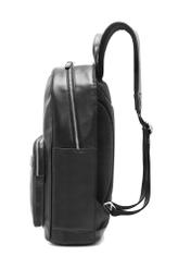 Men's black leather backpack TORMS-0472-99(Z25), side product view on white background.