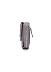 Graphite small leather women's wallet PORES-1025-9D(Z26) - side product view, on white background.