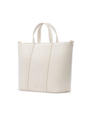 Cream leather shopper bag TORES-1272-0B(W26), diagonal product view on white background.