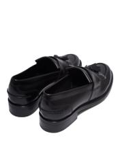 Women's leather moccasins with tassel BUTYD-1295-9F(Z26), back view of the product on a white background.