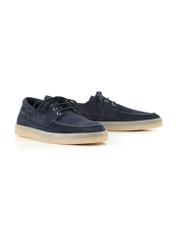 Navy blue men's leather shoes BUTYM-0533-7E(W26), diagonal product view on white background.