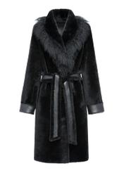 Black leather double-sided women's sheepskin coat KOZDS-0084-1673(Z24)-04