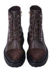 Dark brown women's ankle boots BUTYD-1343-1I(Z26), front product view on white background.