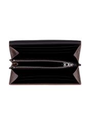 Medium women's leather wallet in light brown color PORES-1030-1G(Z26), product view inside on white background.