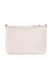 Cream women's handbag with monogram TOREC-1159-0B(W26), product view from the back on a white background.