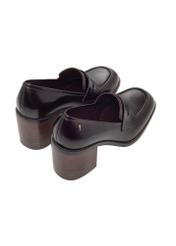 Burgundy women's leather pumps BUTYD-1351-4E(Z26), product view from the back on a white background.