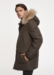 Men's khaki jacket with hood KURMT-0318-57(Z23)-03