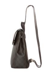 Brown backpack with monogram TOREC-1303-1P(Z26). Side view on white background.