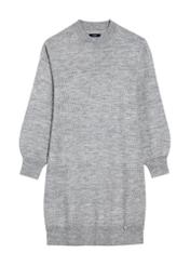 Gray sweater dress SUKDT-0204-91(Z25), product view from the front on a white background.