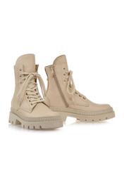 Beige leather insulated women's ankle boots BUTYD-1103-81(Z24)-04