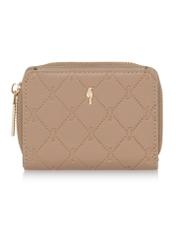 Small beige women's wallet with monogram POREC-0349-81(Z24)-01