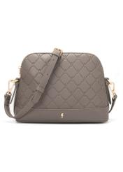 Light brown women's handbag with monogram TOREC-1180-1K(W26), front product view on white background.