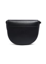 Women's black leather messenger bag TORES-1352-99(Z26). Back view on white background.