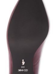 Women's burgundy leather pumps BUTYD-1031-49(Z25) - product view from below on a white background.