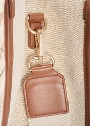 Beige women's tote bag TOREN-0288A-1E(W26), close-up of product detail on white background.