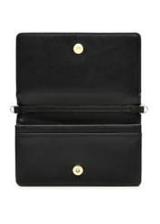 Black small clutch bag POREC-0427-99(Z25), product view from the inside on a white background.