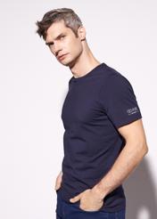 Navy blue basic T-shirt for men with logo TSHMT-0091-69(KS)-03