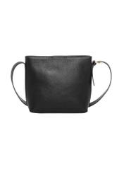 Black leather women's shoulder bag TORES-1386-9I(Z26), product view from the back on a white background.