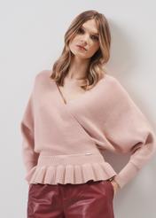 Pink women's waist sweater SWEDT-0126-34(Z23)-01