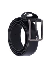 Black men's leather belt PASMS-0284-99(Z26), diagonal product view on white background.