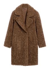 Brown women's fur coat FUTDP-0063-89(Z25), product view from the front on a white background.